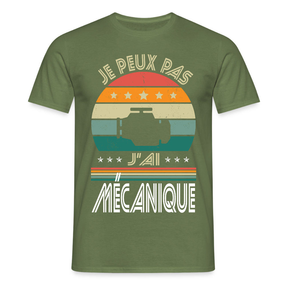 T-shirt Homme - Je peux pas j'ai Mécanique - vert militaire