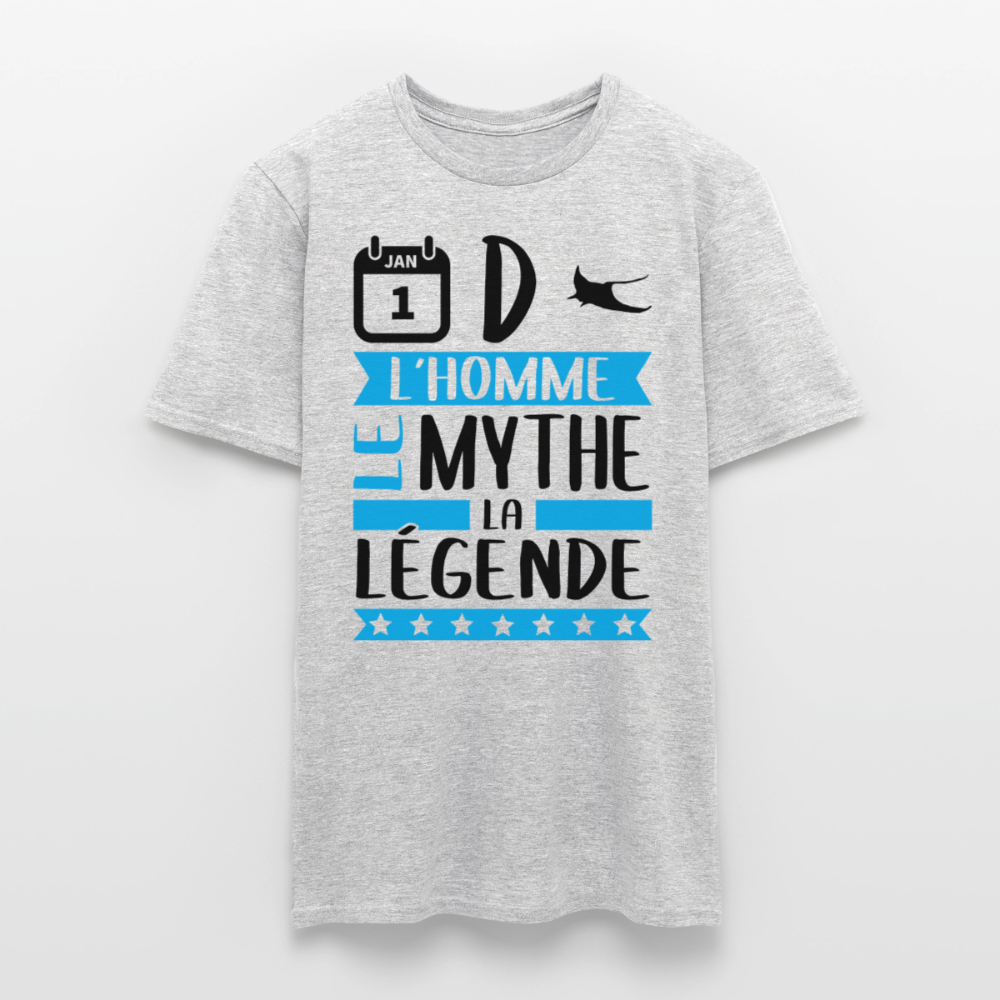 T-shirt homme coloris clair André rébus – L’homme, le mythe, la légende - gris chiné