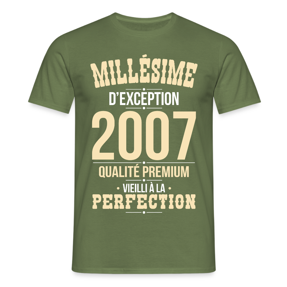 T-shirt Homme - Anniversaire 18 Ans - Millésime 2007 - vert militaire