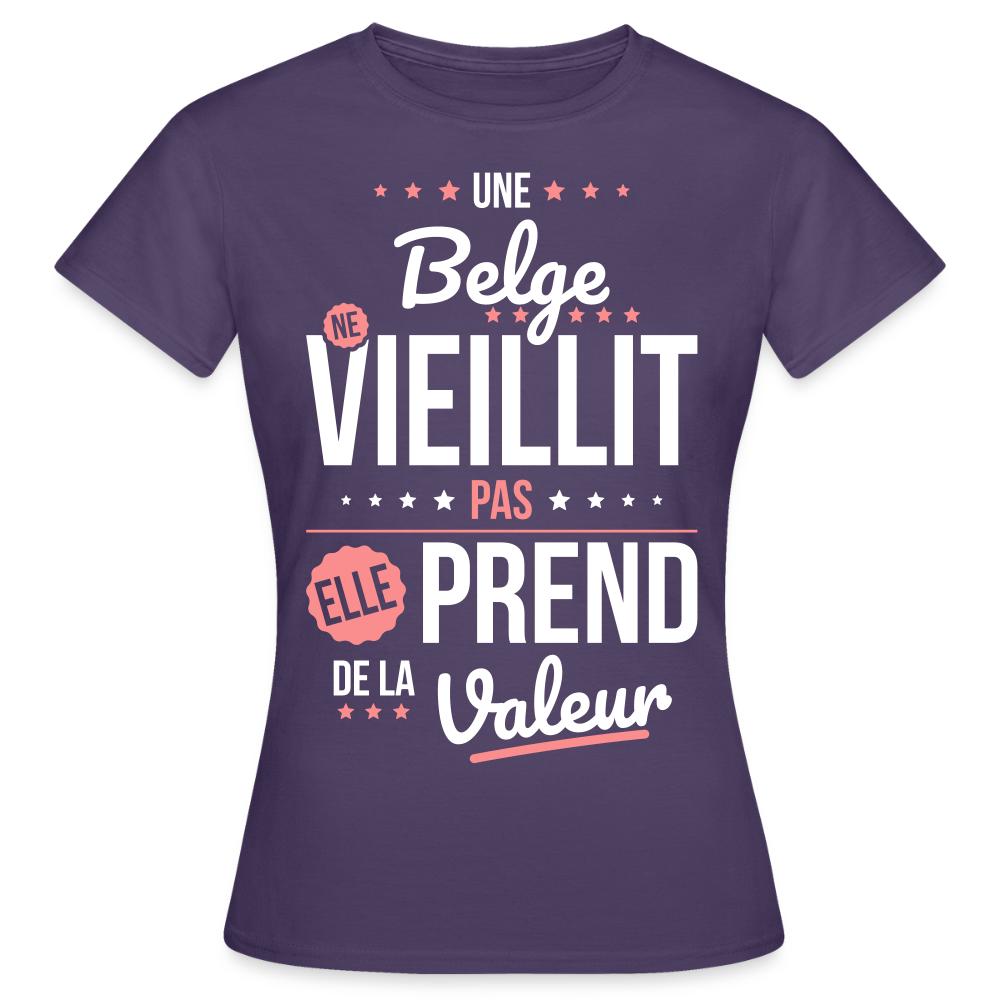 T-shirt Femme - Une Belge ne vieillit pas - violet foncé