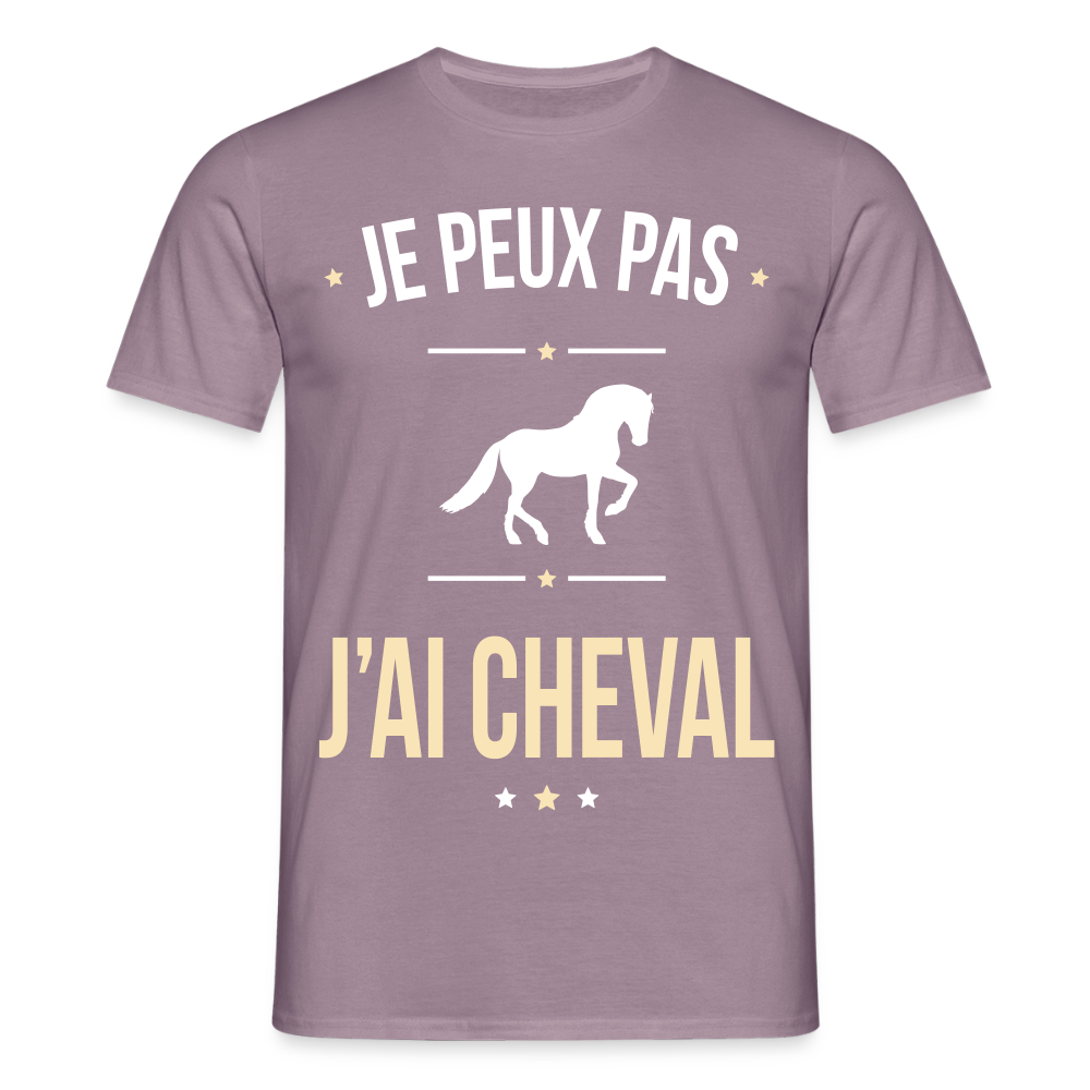 T-shirt Homme - Je peux pas j'ai Cheval - mauve gris