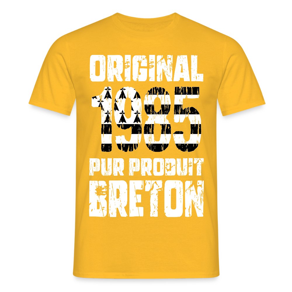 T-shirt Homme - Anniversaire 40 Ans - Original 1985 - Pur produit Breton - jaune