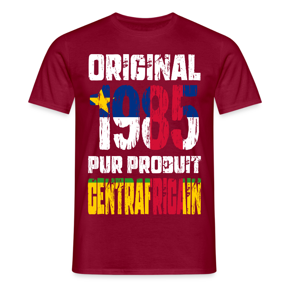 T-shirt Homme - Anniversaire 40 Ans - Original 1985 - Pur produit Centrafricain - rouge brique