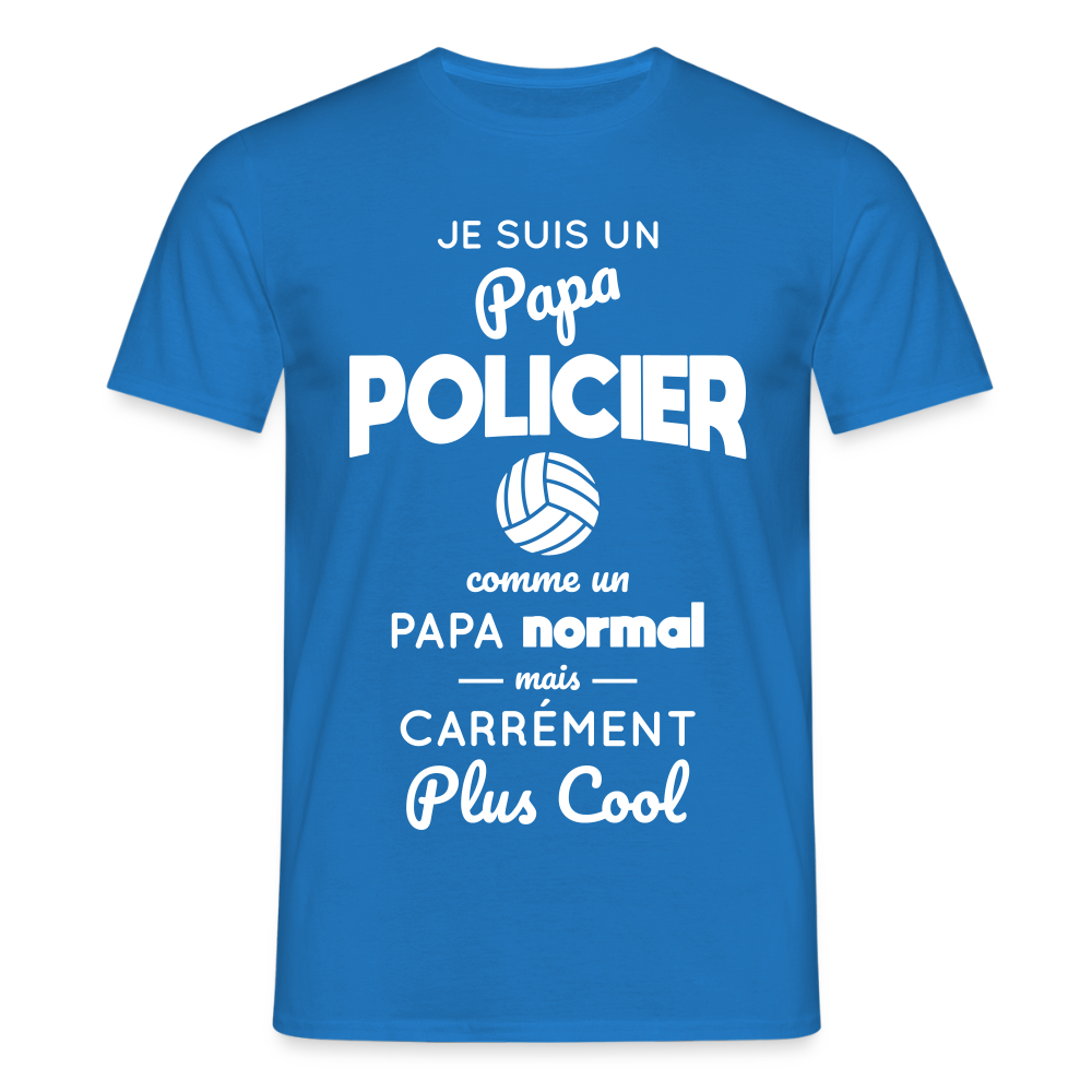 T-shirt Homme - Papa policier plus cool - bleu royal