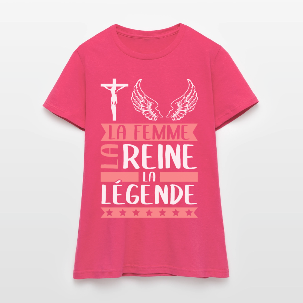 T-shirt femme Christelle rébus – La femme, la reine, la légende - rose azalée