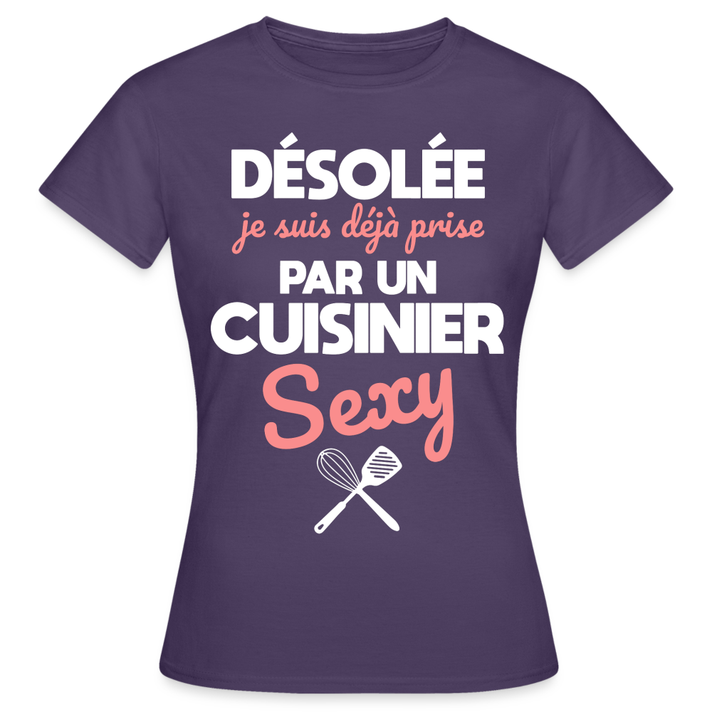 T-shirt Femme - Je suis déjà prise par un cuisinier sexy - violet foncé