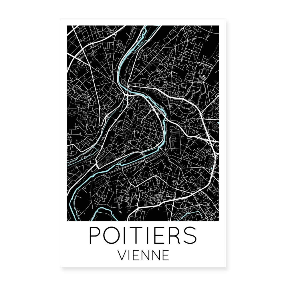 Poster Poitiers - Plan Poitiers - 40 x 60 cm - blanc