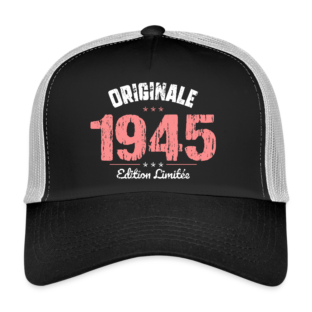 Casquette Trucker - Anniversaire 80 Ans - Originale 1945 - noir/gris pierre