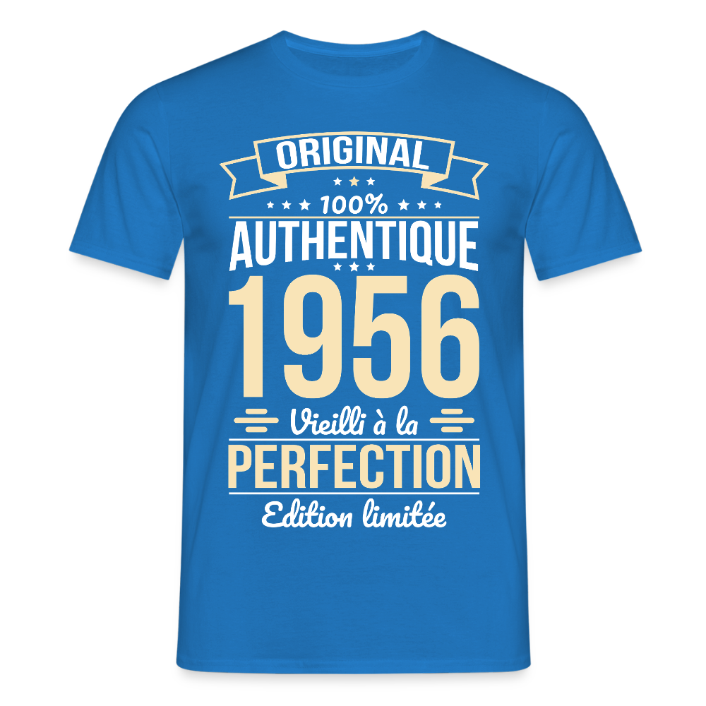 T-shirt anniversaire homme 70 ans – Original 1956 - bleu royal