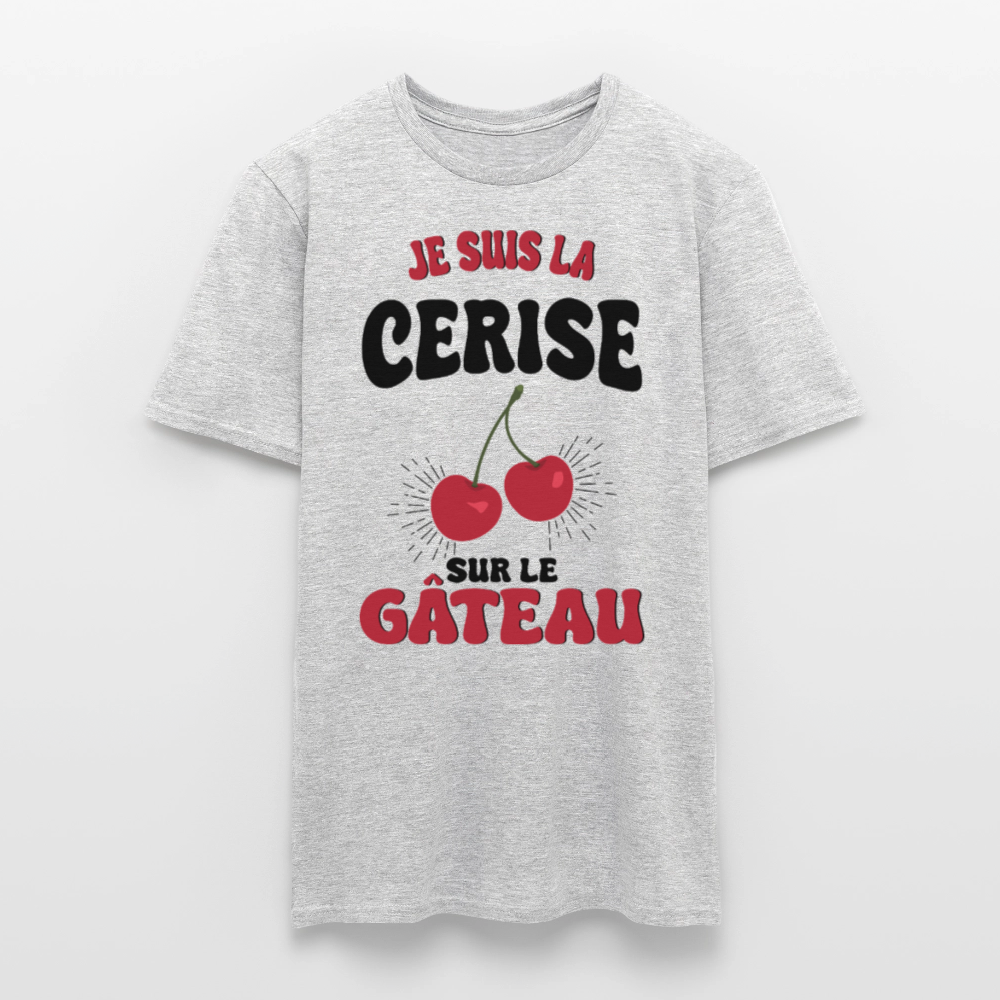 T-shirt Homme - Je suis la cerise sur le gâteau - gris chiné