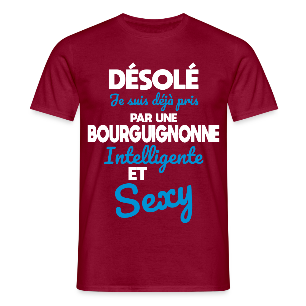 T-shirt Homme - Je suis déjà pris par une Bourguignonne intelligente et sexy - rouge brique