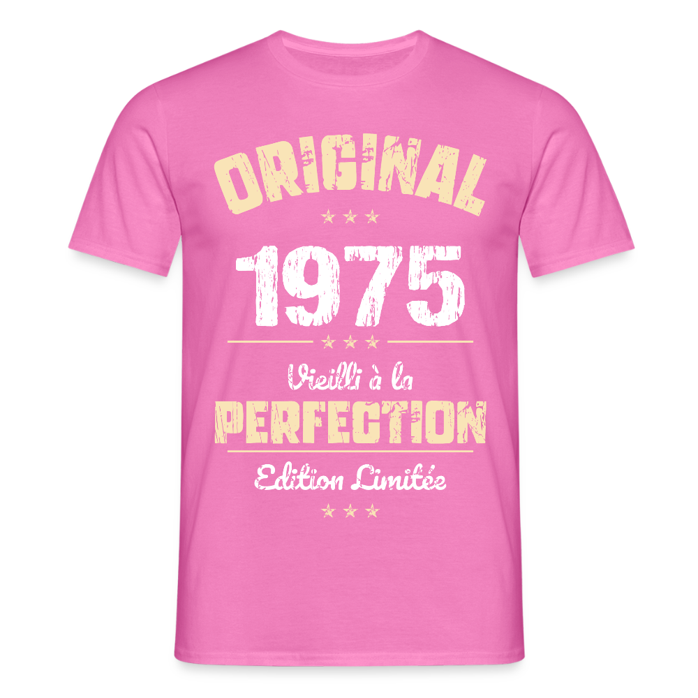 T-shirt Homme - Anniversaire 50 Ans - Original 1975 - rose