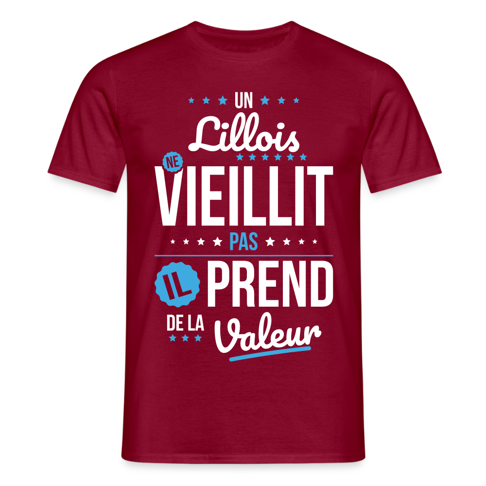T-shirt Homme - Un Lillois ne vieillit pas - rouge brique
