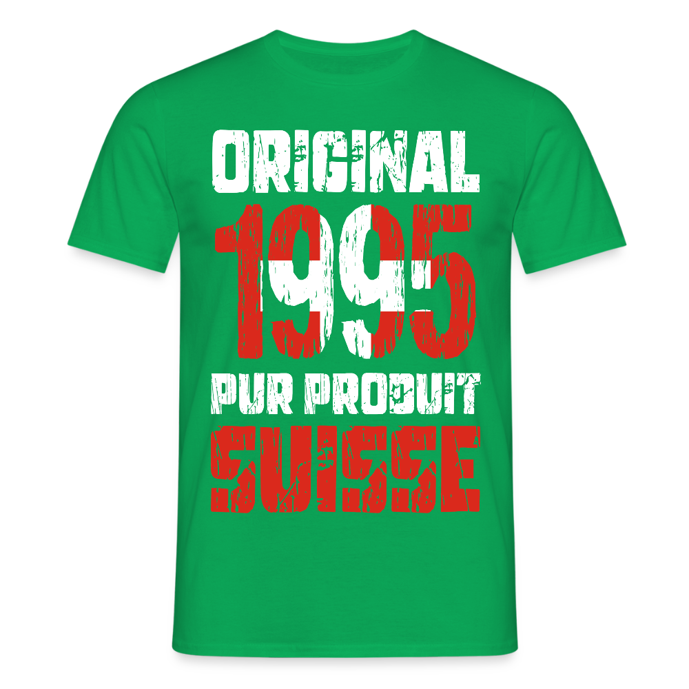 T-shirt Homme - Anniversaire 30 Ans - Original 1995 - Pur produit Suisse - vert