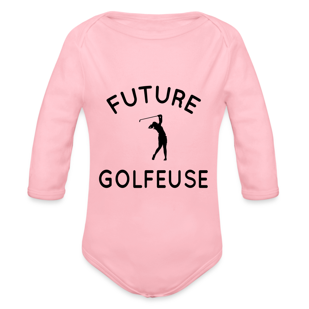 Body Bébé bio manches longues - Future golfeuse - rose clair