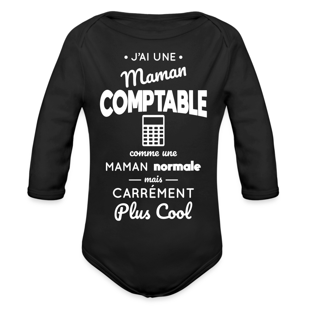 Body Bébé bio manches longues - J'ai une maman comptable - noir