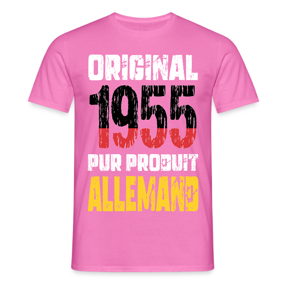 T-shirt Homme - Anniversaire 70 Ans - Original 1955 - Pur produit Allemand - rose