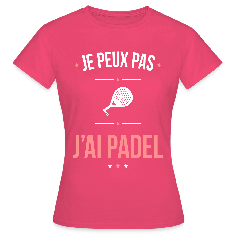 T-shirt Femme - Je peux pas j'ai Padel - rose azalée