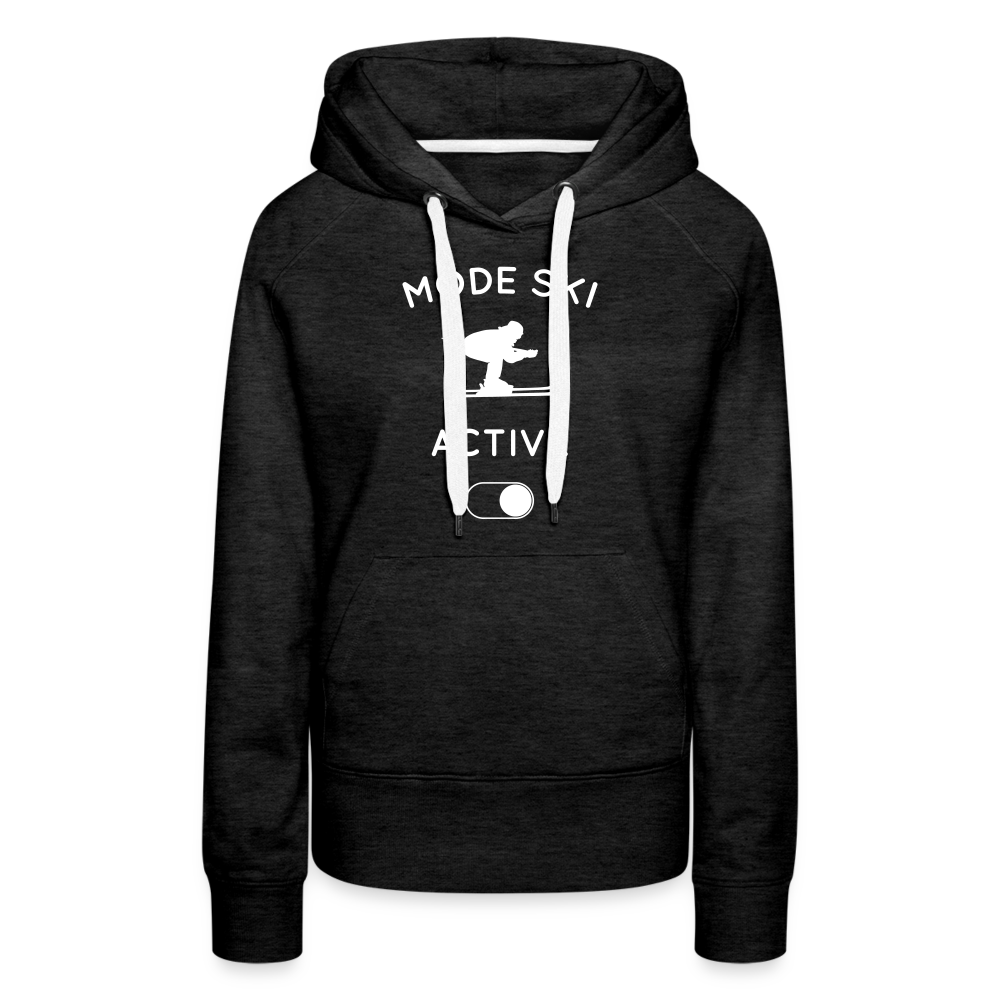 Sweat à capuche Premium Femme - Mode ski activé - charbon