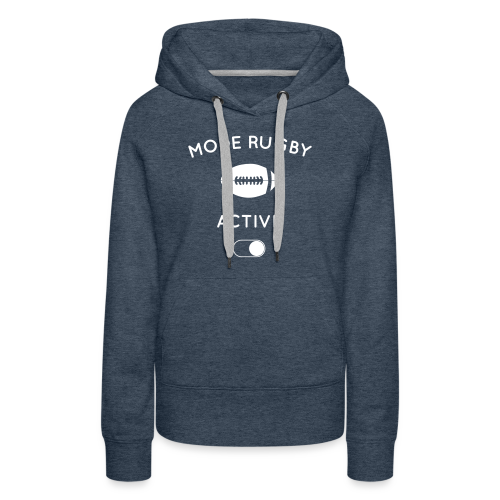 Sweat à capuche Premium Femme - Mode rugby activé - bleu jeans
