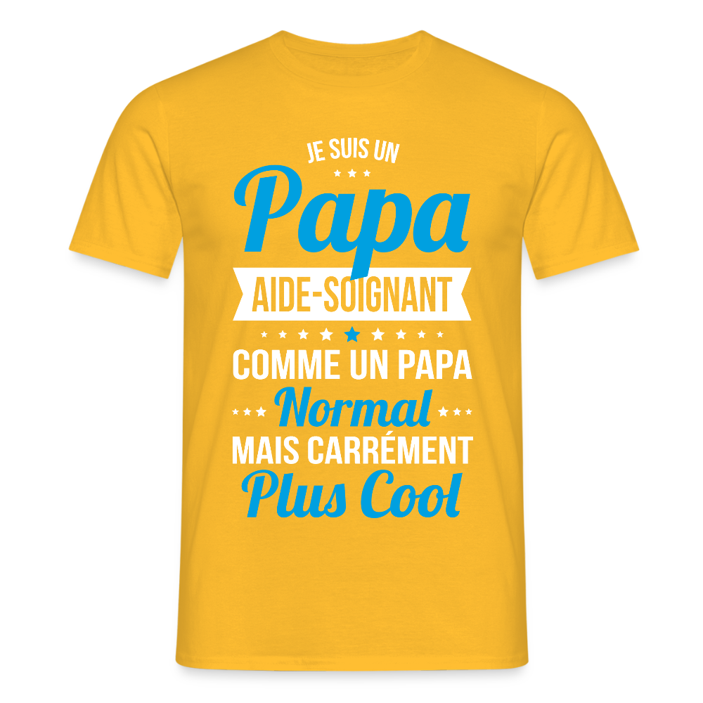 T-shirt Homme - Papa aide-soignant plus cool - jaune