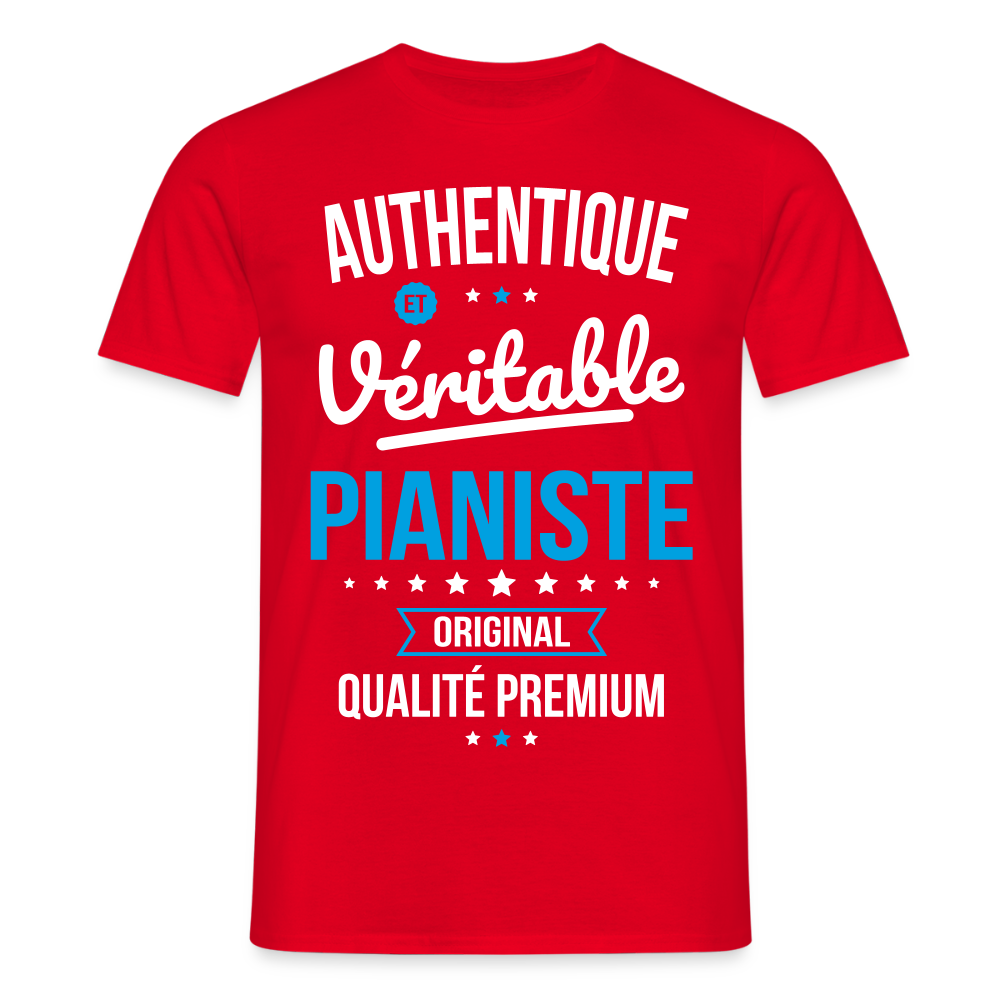T-shirt Homme - Authentique et véritable Pianiste - rouge