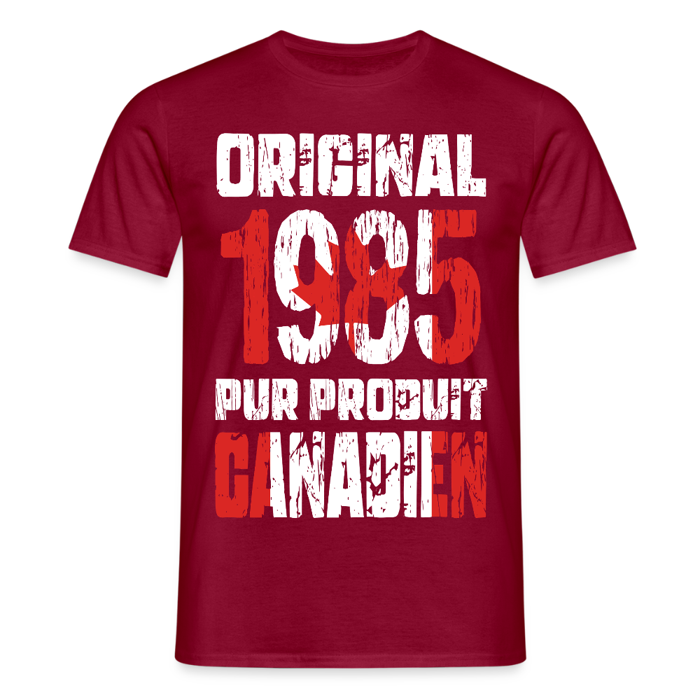 T-shirt Homme - Anniversaire 40 Ans - Original 1985 - Pur produit Canadien - rouge brique
