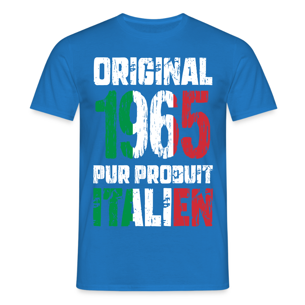 T-shirt Homme - Anniversaire 60 Ans - Original 1965 - Pur produit Italien - bleu royal