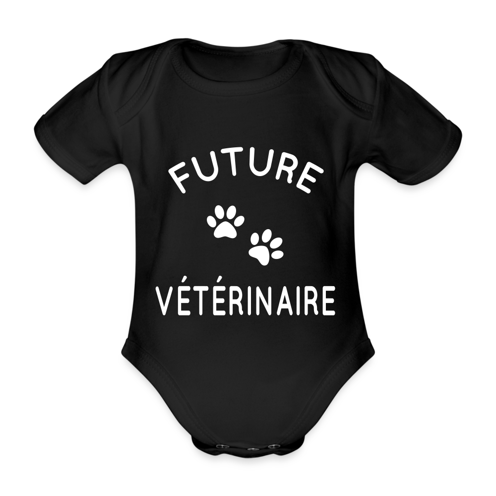 Body Bébé bio manches courtes - Future vétérinaire - noir
