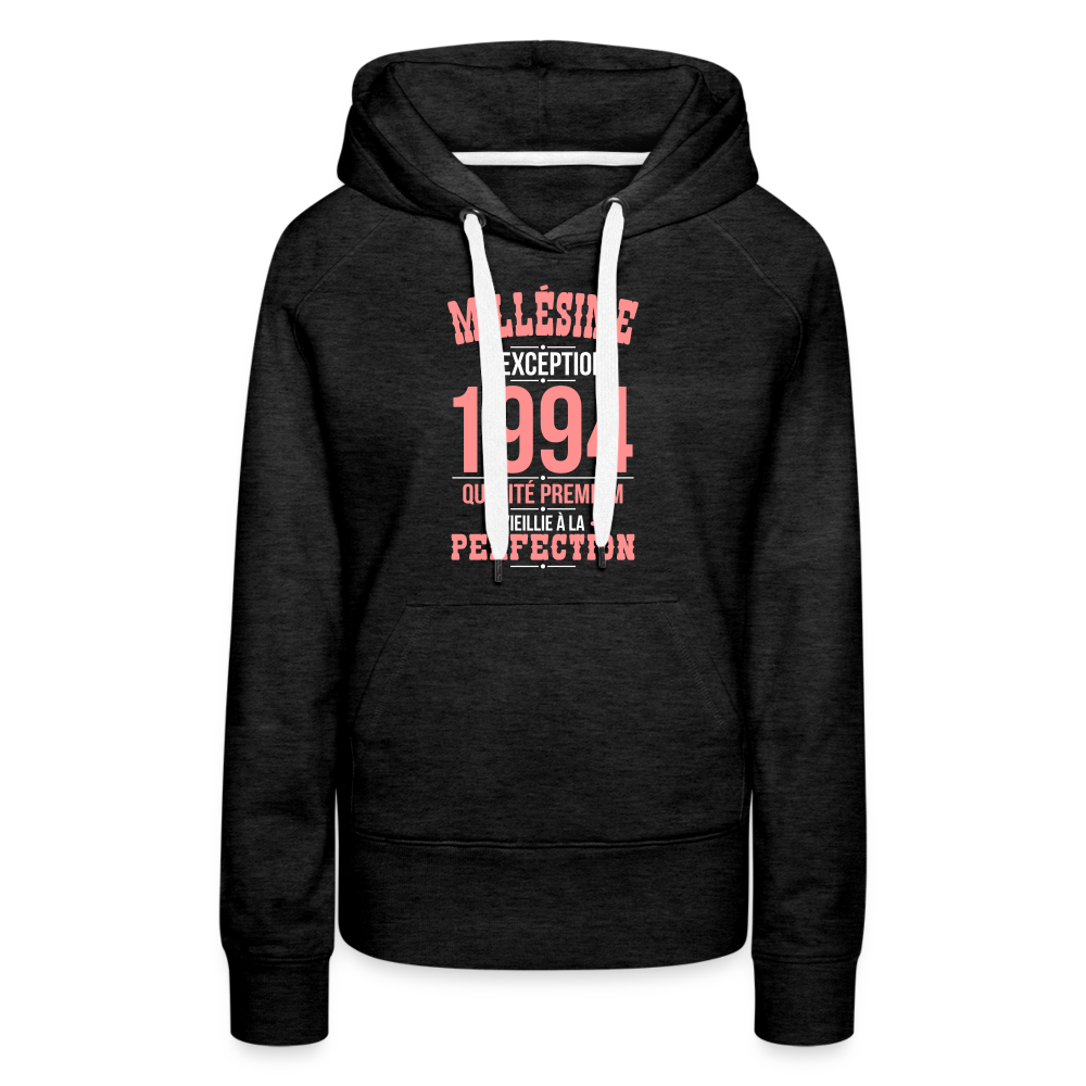Sweat à capuche Premium Femme - Anniversaire 31 Ans - Millésime 1994 - charbon