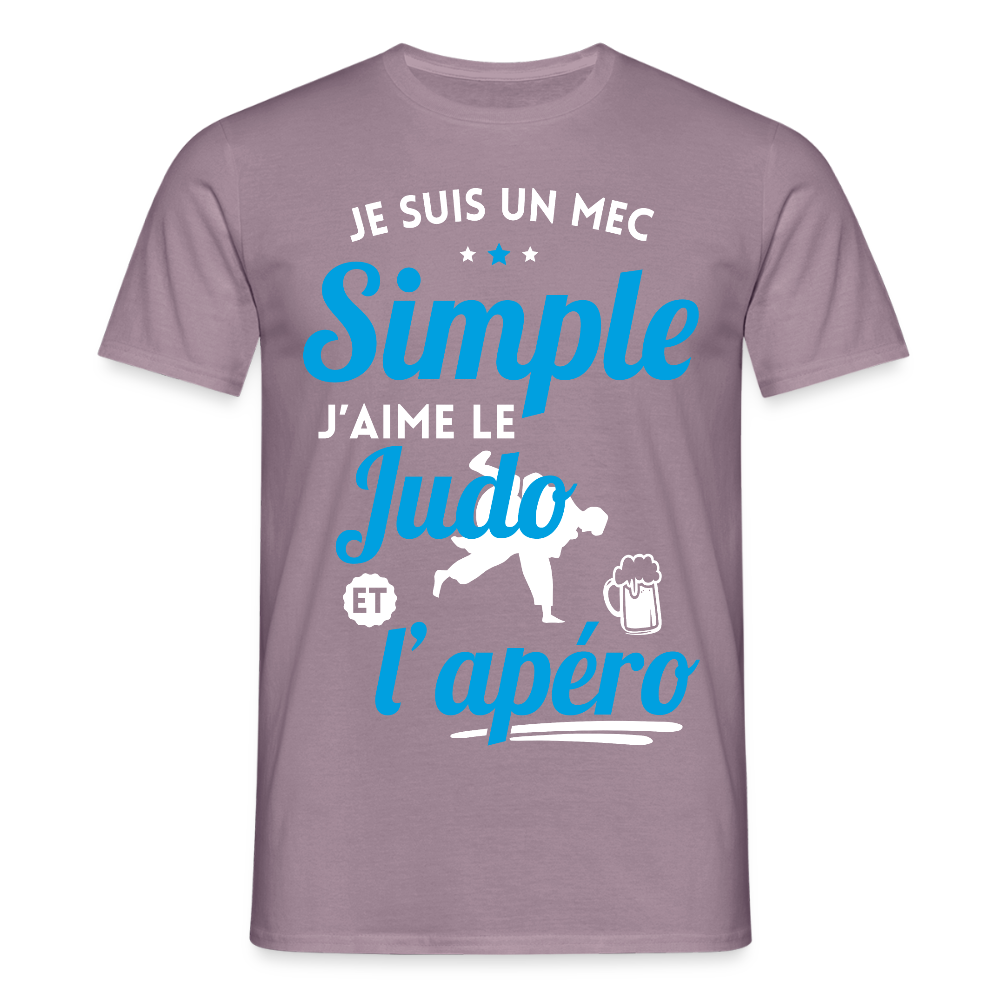 T-shirt Homme - J'aime le judo et l'apéro - mauve gris