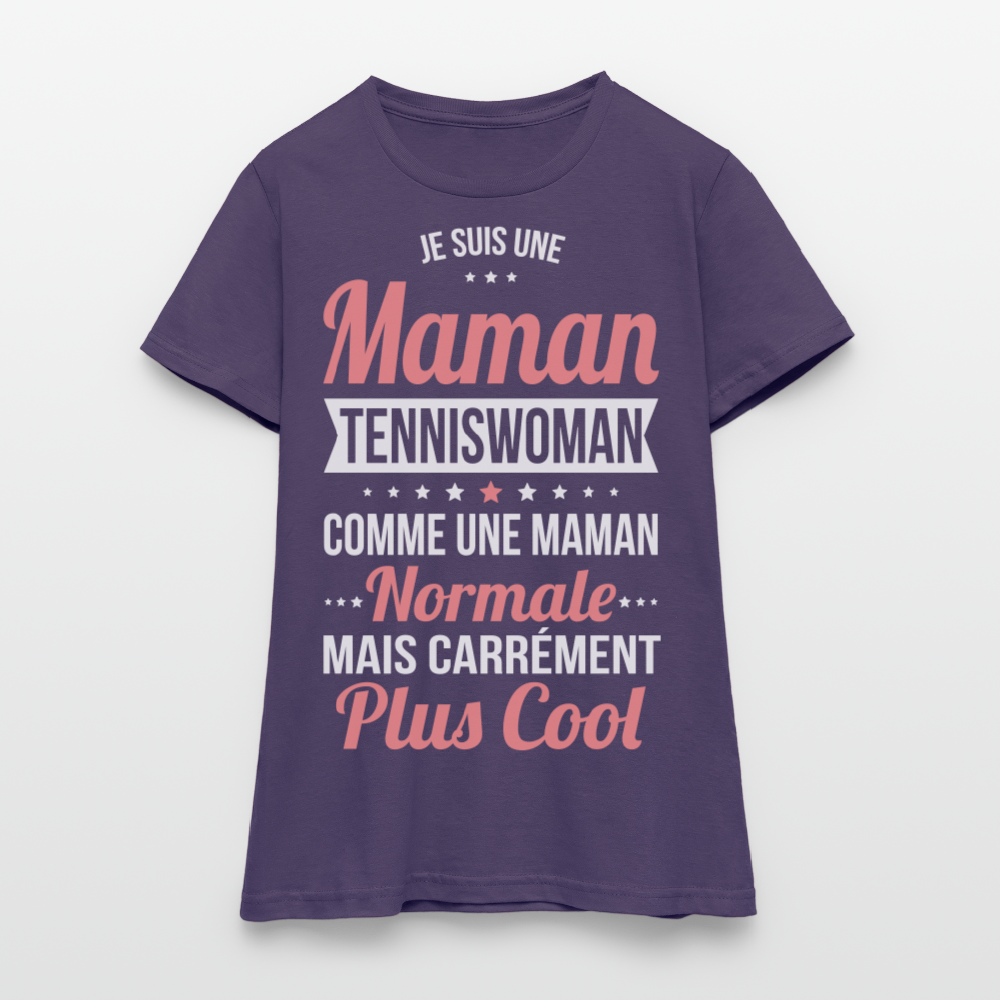 T-shirt Femme - Maman tenniswoman plus cool - violet foncé