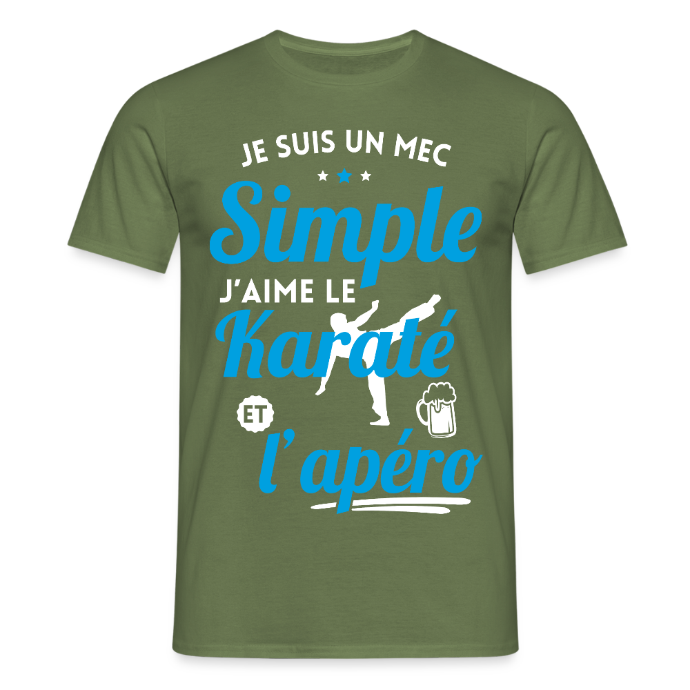 T-shirt Homme - J'aime le karaté et l'apéro - vert militaire