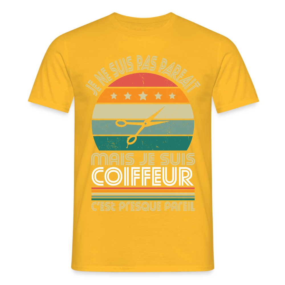 T-shirt Homme - Je ne suis pas parfait mais je suis Coiffeur - jaune