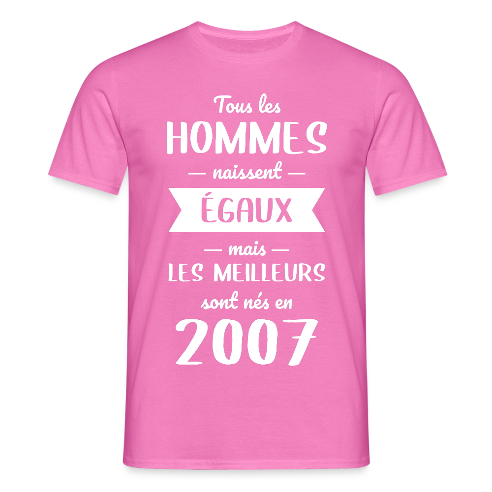 T-shirt Homme - Anniversaire 18 Ans - Les meilleurs sont nés en 2007 - rose