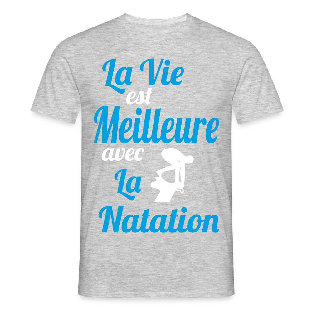 T-shirt Homme - La vie est meilleure avec la Natation - gris chiné