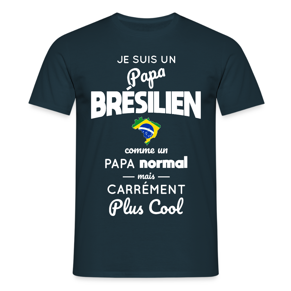T-shirt Homme - Papa Brésilien Plus Cool - marine