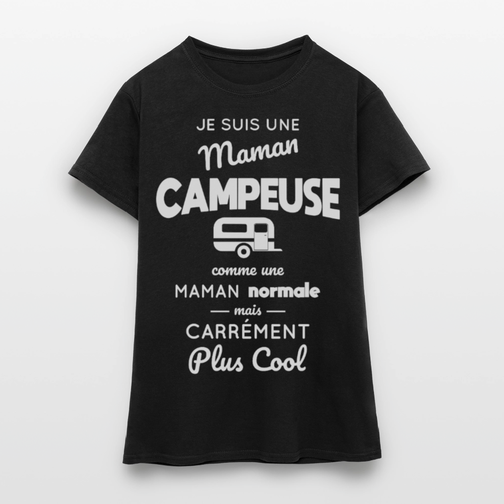 T-shirt Femme - Maman campeuse plus cool - noir
