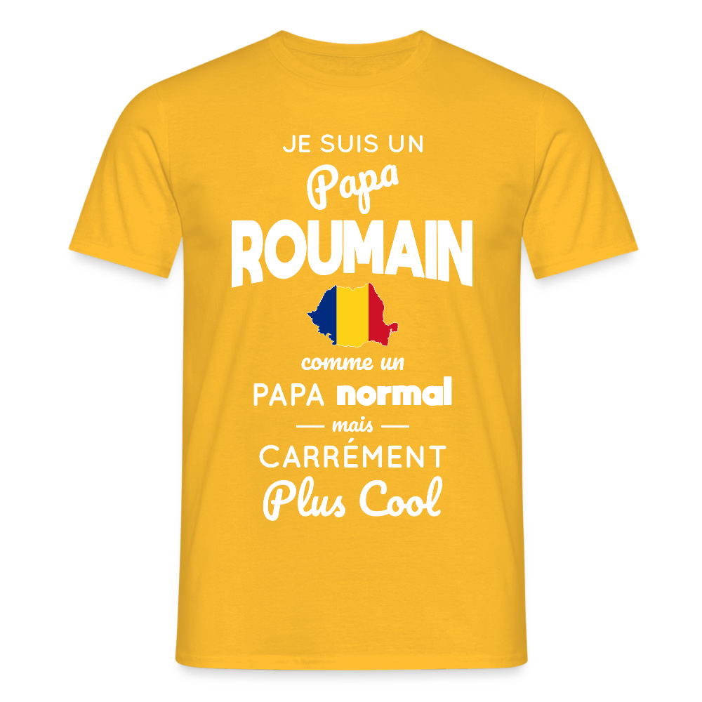 T-shirt Homme - Papa Roumain Plus Cool - jaune
