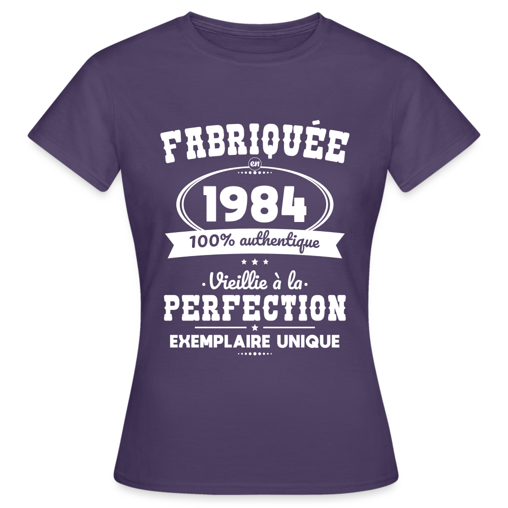T-shirt Femme - Anniversaire 41 Ans - Fabriquée en 1984 - violet foncé