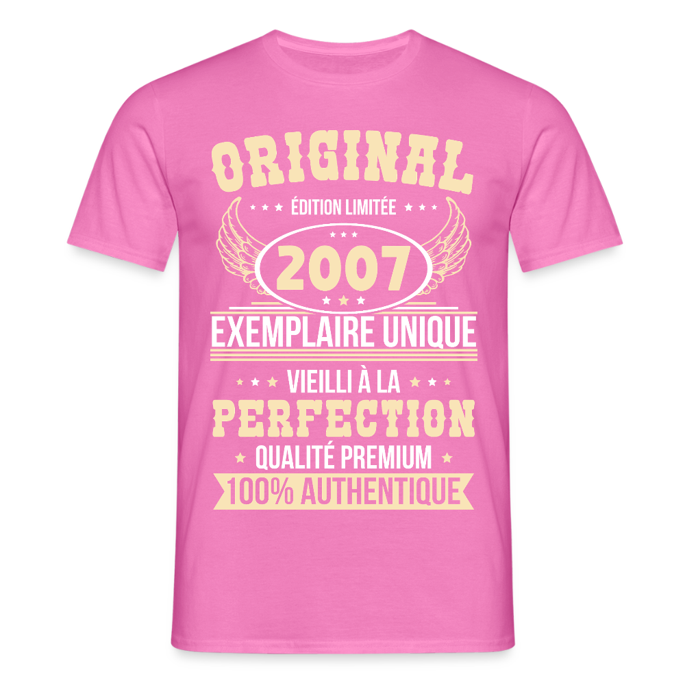 T-shirt Homme - Anniversaire 18 Ans - Original 2007 - rose