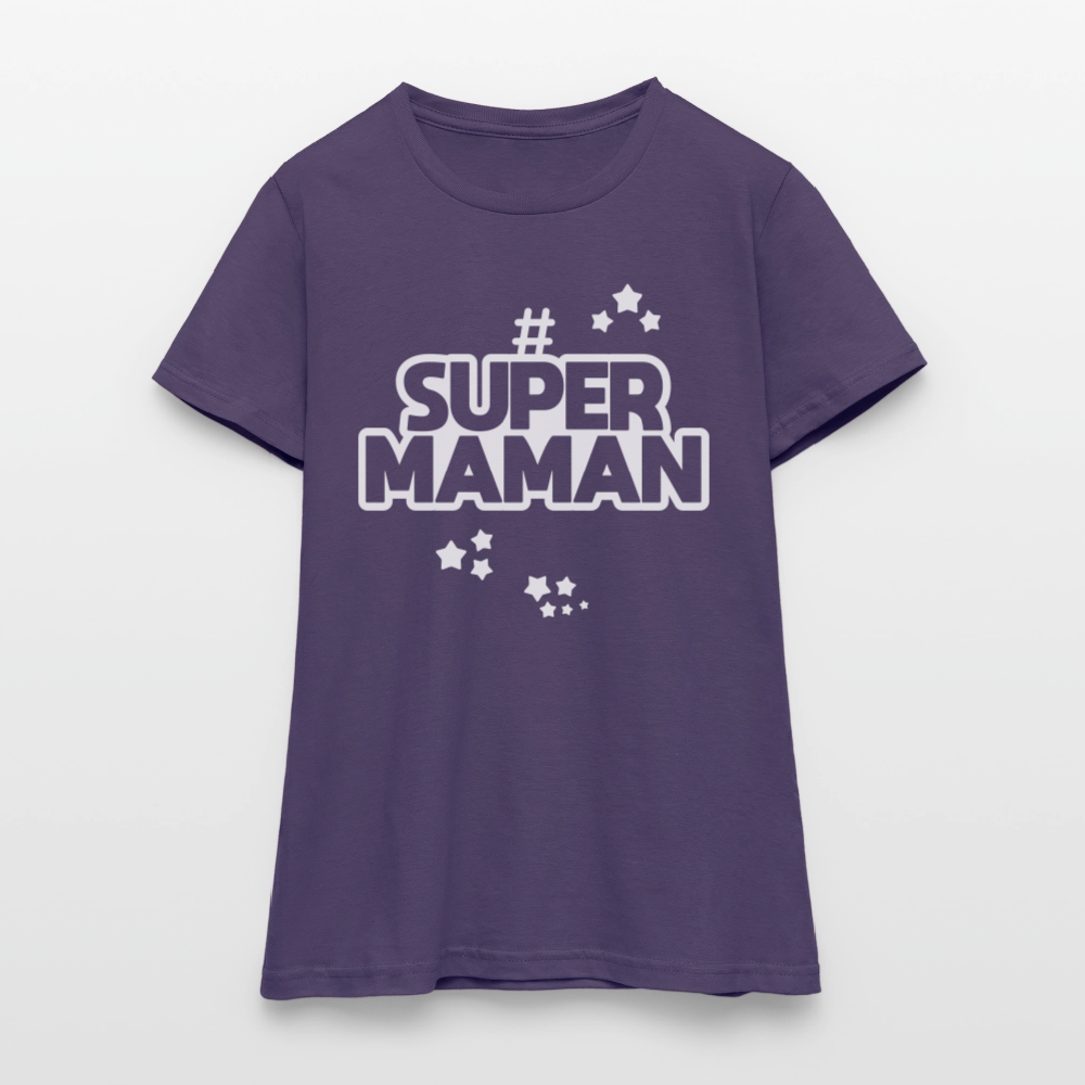 T-shirt Femme - Super Maman - violet foncé