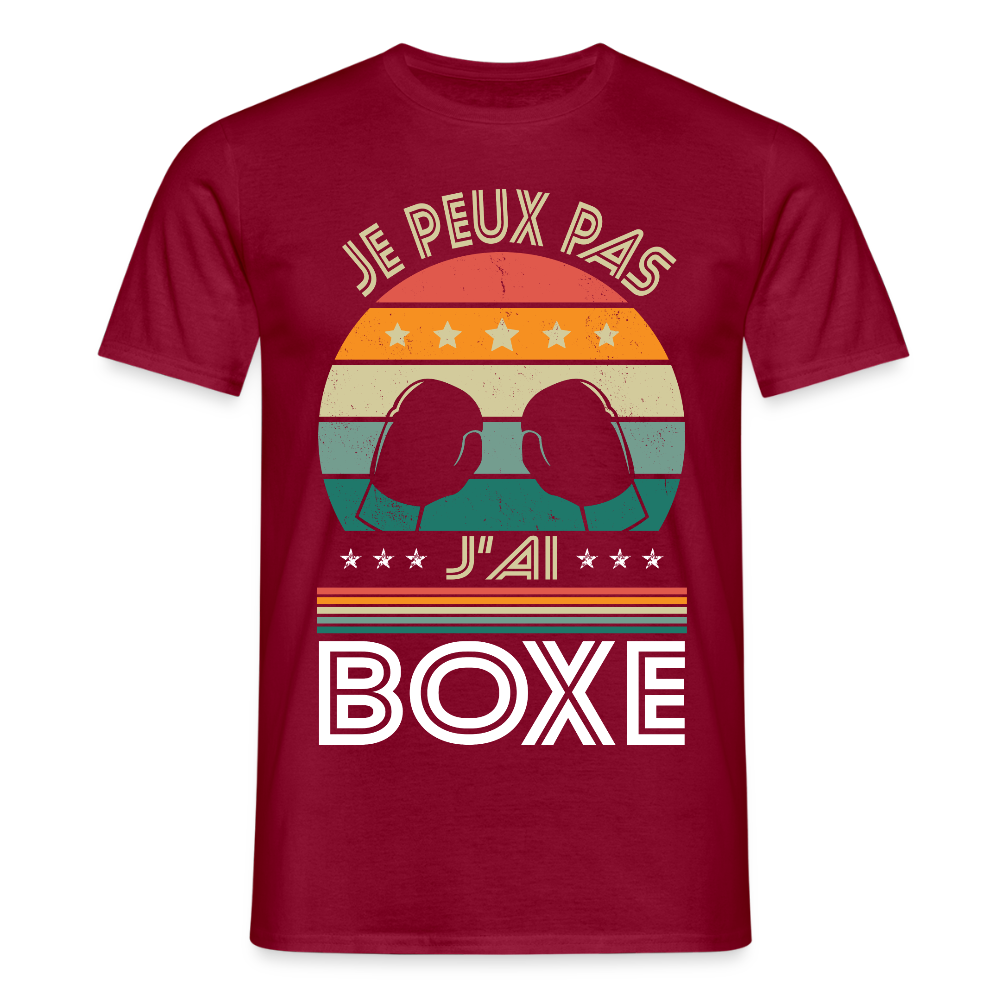 T-shirt Homme - Je peux pas j'ai Boxe - rouge brique