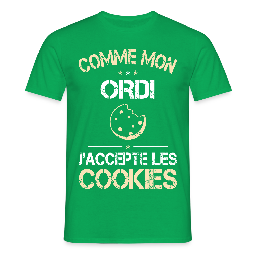 T-shirt Homme - Comme mon ordi j'accepte les cookies - vert