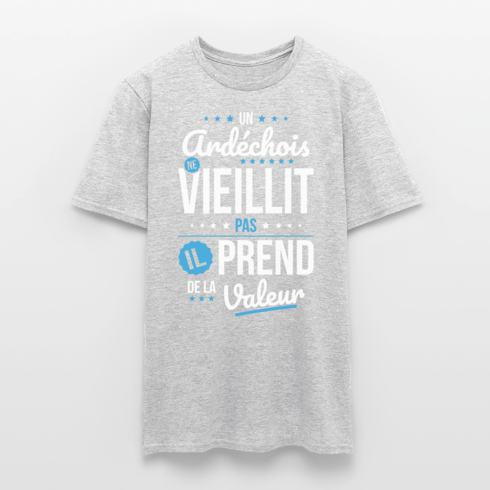 T-shirt Homme - Un Ardéchois ne vieillit pas - gris chiné