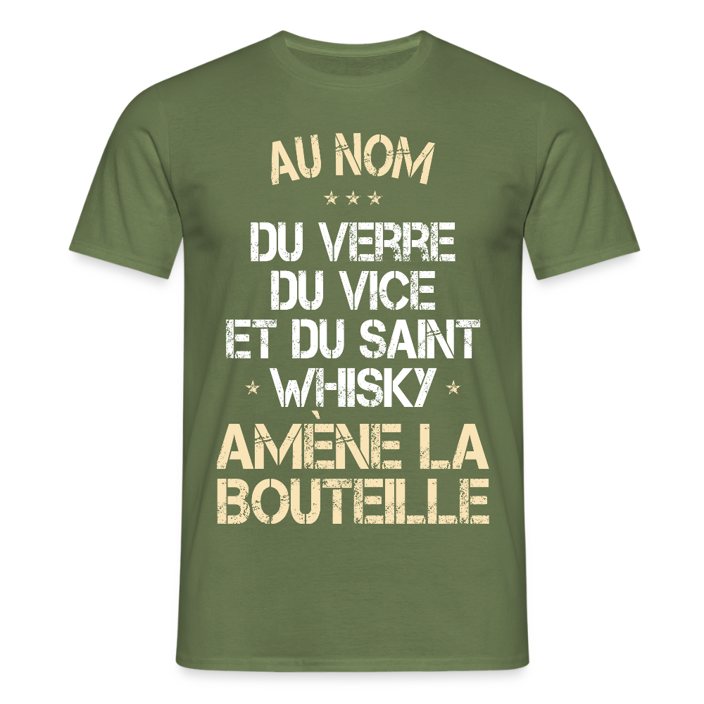 T-shirt Homme - Au nom du saint Whisky - vert militaire