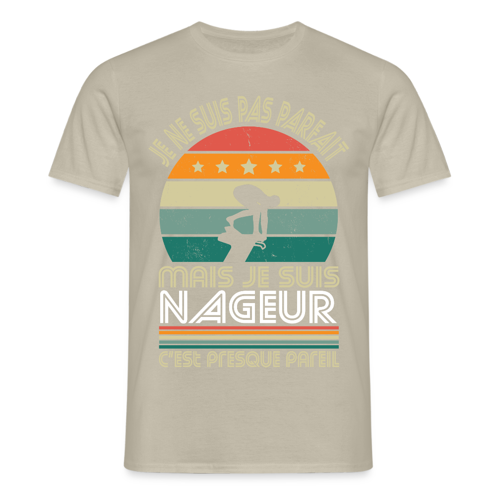 T-shirt Homme - Je ne suis pas parfait mais je suis Nageur - beige sable