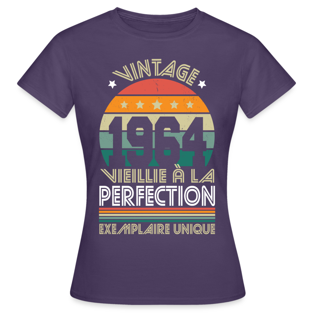 T-shirt Femme - Anniversaire 61 Ans - Vintage 1964 - violet foncé