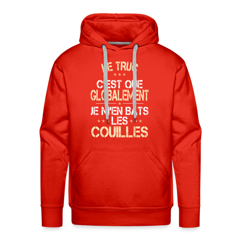 Sweat à capuche Premium Homme - Je m'en bats les couilles - rouge