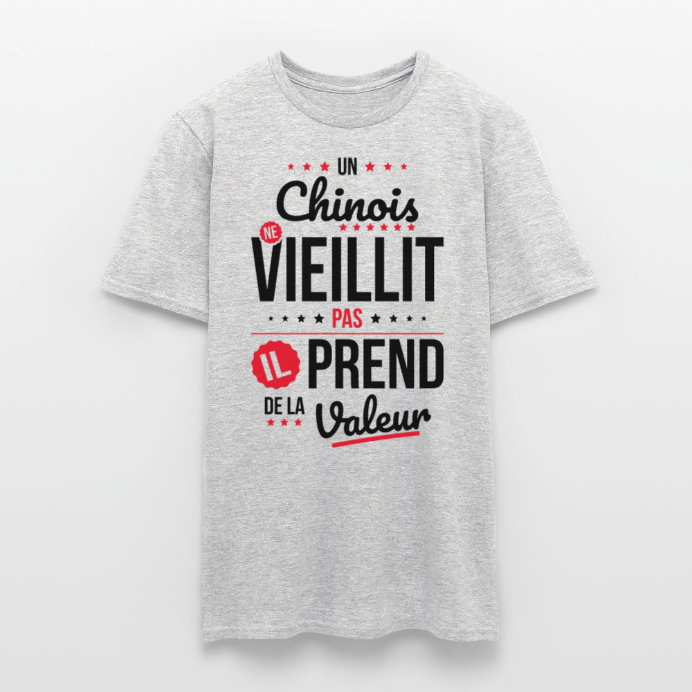 T-shirt Homme - Un Chinois ne vieillit pas - gris chiné